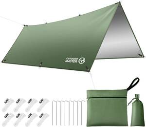 OUTDOORMASTER防水タープ テント キャンプ タープ 日除け 遮熱 遮光 軽量 UPF50+ 紫外線カット 3000ｍｍ耐水圧 300Ｄ高密度生地 /240
