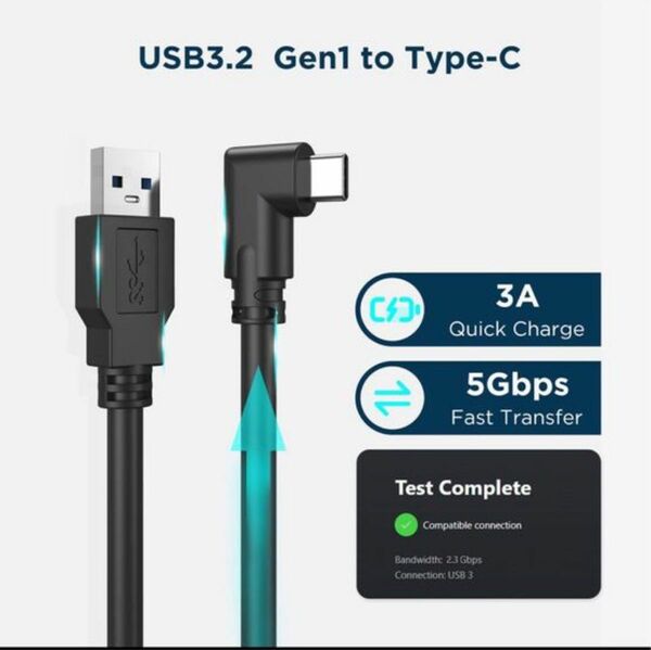 リンクケーブル16フィートUSB3.2Type-Cケーブル、黒