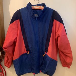 春服　古着vintage レトロポップ配色ナイロンブルゾン　ユニセックス USA ナイロンジャケット 古着 ヴィンテージ 