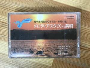 A19●【未開封/非売品】メロディアスタウン 美唄 美唄市開基100年記念 市民の歌 B面カラオケ カセットテープ 長岡史寿子 彩木雅夫 231115