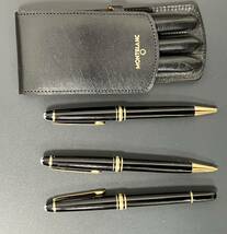 MONTBLANCモンブラン マイスターシュテュック 万年筆、ボールペン、シャープペン　計3本　ケース付き　万年筆ペン先14K_画像1