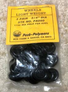 在庫限り【ゴム動力機用】Peck-Polymers製WHEELS LIGHT WEIGHT(直径：19.1ｍｍ、シャフト径：0.8ｍｍ）２個（1Pair)