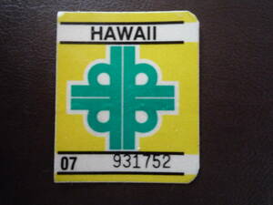 ハワイの車検ステッカー　黄色　旧ステッカー　本物　反射　inspection インスペクション　リーコン　RECON　USDM　HDM