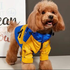 ペットカラーマッチングジャケット冬の犬コート子犬暖かい服パッド入りパットアパレル寒い冬 XS イエロー