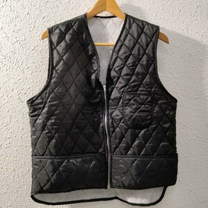 ブランド不明　emar zip キルティングベスト　ワークベスト　化繊中綿　ブラック　黒　BLACK　M ポケット　workwear インナーダウン　vest 