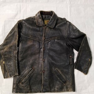 HAWKS JUMPER 　ホークス ジャンパー レザー　ジャケット black leather jacket 茶芯　ダメージ　リペア　擦れ有　ジャンク使用　革ジャン