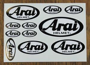 ARAI STICKER SETS アライ ステッカー シール デカール 11枚セット ブラック A5サイズ