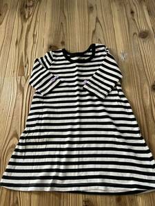 B.ROOM border One-piece 7 minute sleeve? Monotone 90cm girl baby child clothes 