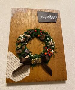 壁掛け　クリスマス　リース　アンティーク　ハンドメイド