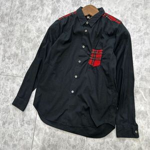 C@ 日本製 '洗礼されたデザイン'『COMME des GARCONS HOMME PLUS コムデギャルソン』COTTON / WOOL 切り替え 長袖ボタンシャツ XS トップス