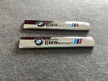 F8★BMW用★2枚セット 防水車ステッカー エンブレム シルバー プレート 金属製 フェンダーバッジ シール 強粘着力_画像2