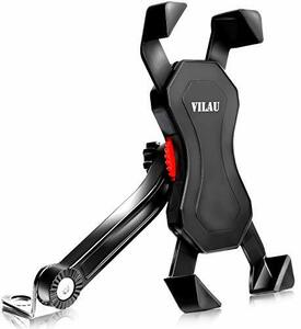 VILAU バイク スマホホルダー ミラー 取付 防水 強力固定 アルミ製アーム ワッシャー径三種付属