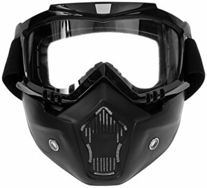 バイク用 ヘルメットマスク 取り外し可能 フェイスガード バイクゴーグル 目保護 UVカット オートバイ 防塵 耐久性 軽量 防風 視野界広い