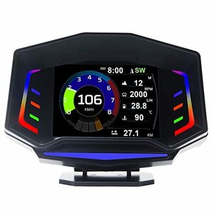 スピードメーター iKiKin ヘッドアップディスプレイ GPS+OBD2 スロープメーター 多機能車用タコメーター ブースト計 エラーコードをクリア