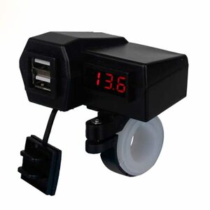 RIDEZ DEF DUAL USB CHARGER + VOLTMETER DEF-UC1 BLACK