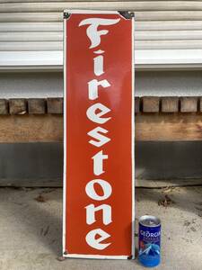  Vintage signboard Firestone fire - Stone height 61cm / garage horn low signboard antique America Setagaya base 