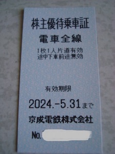 株主優待券　京成電鉄(有効期限2024/5月末迄) 新券　1枚