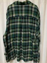 希少 激レア 喫茶談話室とAH.H Check Flannel Shirt チェックフランネルシャツ KINGSIZEボディ GREEN サイズ3XL 長谷川昭雄 大きい服_画像3