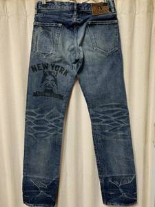 HYSTERIC GLAMOUR SEE NO EVIL Denim Pants NOBU REMAKE加工 ヒステリックグラマー スタッズダメージデニム サイズ28 インディゴ archive