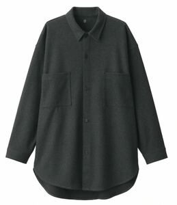 試着のみ 無印良品Muji labo ストレッチ起毛長袖シャツ チャコールグレー 男女兼用サイズ XL長袖シャツ尾花大輔