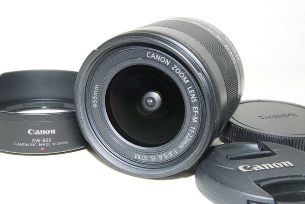 ★極美品★Canon キャノン EF-M 11-22mm F4-5.6 IS STM フード付き♪