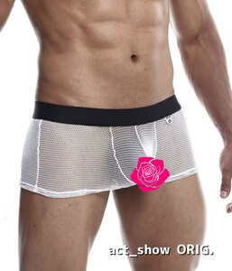 ＊新品未使用 MaleBasicメールベーシックFishnet Boxer メッシュショートボクサー MBL60 正規品（ホワイト/S) セクシーメンズ下着 透け透け