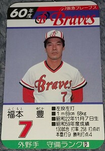 タカラプロ野球カードゲーム昭和６０年度阪急ブレーブス 福本豊