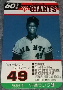 タカラプロ野球カードゲーム昭和６０年度読売巨人軍 クロマティ