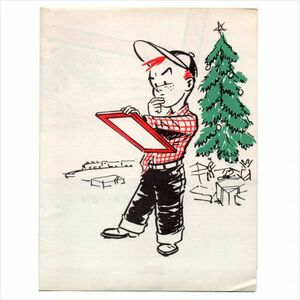 品番PAP-20-029◆USAヴィンテージ1960年代紙ものクリスマスカード｜クリスマスのメッセージに悩む男の子|アメリカグリーティングカード手紙