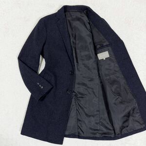 ユナイテッドアローズ【お洒落の極み】UNITED ARROWS A DAY IN THE LIFE チェスターコート ロング ジャケット ウール ネイビー 紺 L