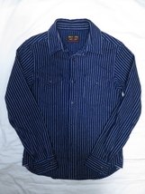 UES ウエス INDIGO STRIPE NEL SHIRT インディゴ ストライプ ネルシャツ サイズ 2 Mサイズ 501656 ワーク マチ付き 猫目ボタン_画像1