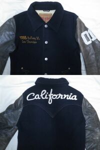 00s Levi's リーバイス 袖レザー × メルトンウール スタジャン Ｍ～L ジャケット Y2K ファラオ california カリフォルニア 刺繍