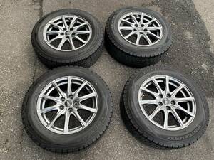 tk047-3-7 30,50プリウス！★中古アルミ15インチ＆中古スタッドレス 195/65R15 ダンロップ ウインターマックス WM01 約7mm 4本set