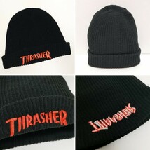 即決 80s スラッシャー THRASHER ビーニー キャップ ニット帽 CAP 刺繍 黒 USA製_画像2