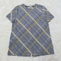 ★ZARA Trafaluc ザラ トラファルック バックボタン バックスリット 半袖カットソー ブラック×ホワイト チェック柄 Y790_画像1