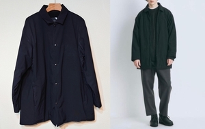 定価 6.4万 ATON エイトン 21AW asako nylon long coach jacket men ナイロン ロング コーチジャケット ブルゾン 4ネイビー ユニセックスTO