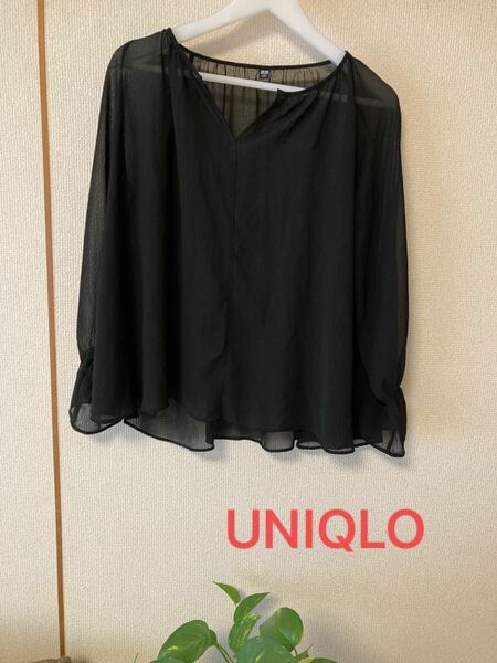 UNIQLO ブラウス カットソー 黒 長袖