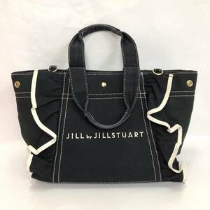 □JILL by JILL STUART フリルトート 黒 ジルスチュアート レディース キャンバス 複数落札同梱OK B231030-306