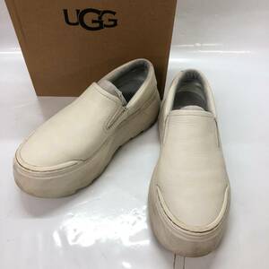 □UGG スリッポン 24cm 白 アグ レディース 1133952 MARIN MEGA SLIP ON 厚底スニーカー 複数落札同梱OK B231108-306