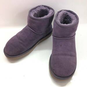 □UGG australia ショートブーツ 24㎝ 紫 アグ オーストラリア レディース 5854 裏ボア CLASSIC MINI ムートン 複数落札同梱OK B231109-304