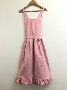 *RALPH LAUREN apron pink F Ralph Lauren lady's Logo . frill cotton 100% pocket two or more successful bids including in a package OK B231106-306