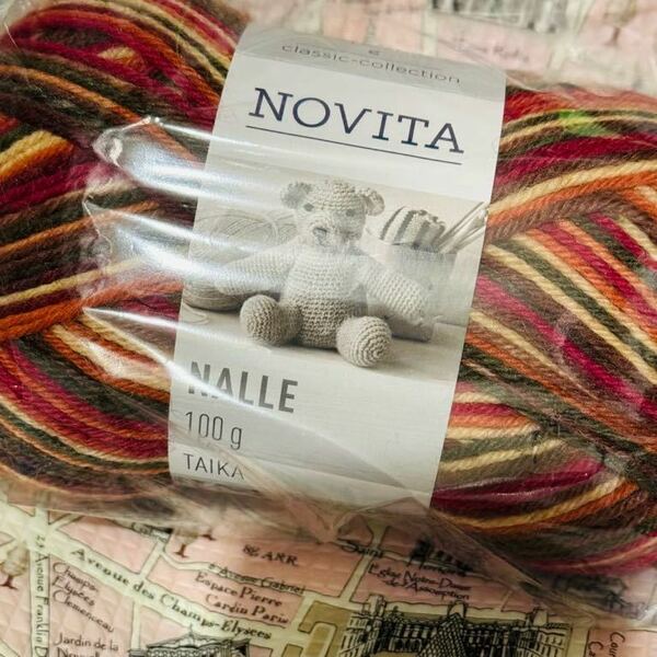 赤系　NOVITA 毛糸　100g ユザワヤ　フィンランド製　ソックス　編み物 手芸材料 海外靴下毛糸