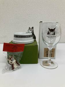 わちふぃーるど WACHIFIELD　ダヤンアッシュトレイ＆ワイングラス(おまけ付)　231122　03　☆美品☆　☆未使用☆