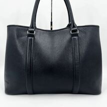 1円【極美品】BARNEYS NEW YORK バーニーズ トートバッグ ビジネスバッグ メンズ A4 収納 レザー 本革 ブラック 肩掛け シボ革 大容量 黒_画像3