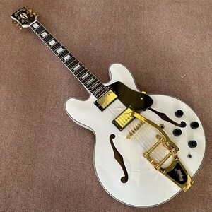 ノーブランド◎Gibson 風◎エレキギター ES-335 1963 Alpine White with Bigsby