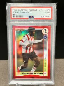 PSA 鑑定済 10枚限定 2022-23 Topps Chrome Merlin Red Refractor Johan Bakayoko ヨハン・バカヨコ RC ルーキー PSV