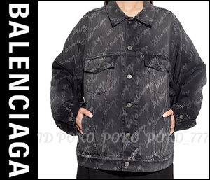 未使用 定価23万円 BALENCIAGA バレンシアガ　ALLOVER LOGO ロゴ総柄 オーバーサイズ　デニム　Ｇジャン デニム ジャケット 送料無料