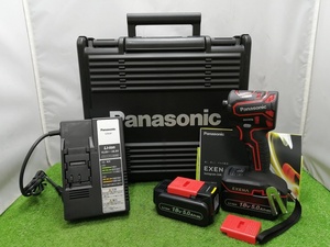 未使用 Panasonic パナソニック 18V/14.4V 充電式インパクトドライバー 18V5Ahバッテリー2個＋充電器 EZ1PD1J18D-R レッド