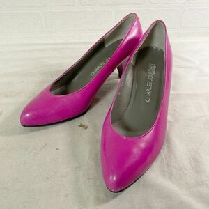 3704* CHARLES JOURDAN Charles Jourdan pumps leather shoes heel lady's 6 pink made in Japan 