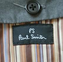 ピーエス ポールスミス PS Paul Smith トレンチコート 無地 灰 マルチストライプ・ライナー付き L 綿 両腕スリーブ・ウエストベルト欠品_画像6